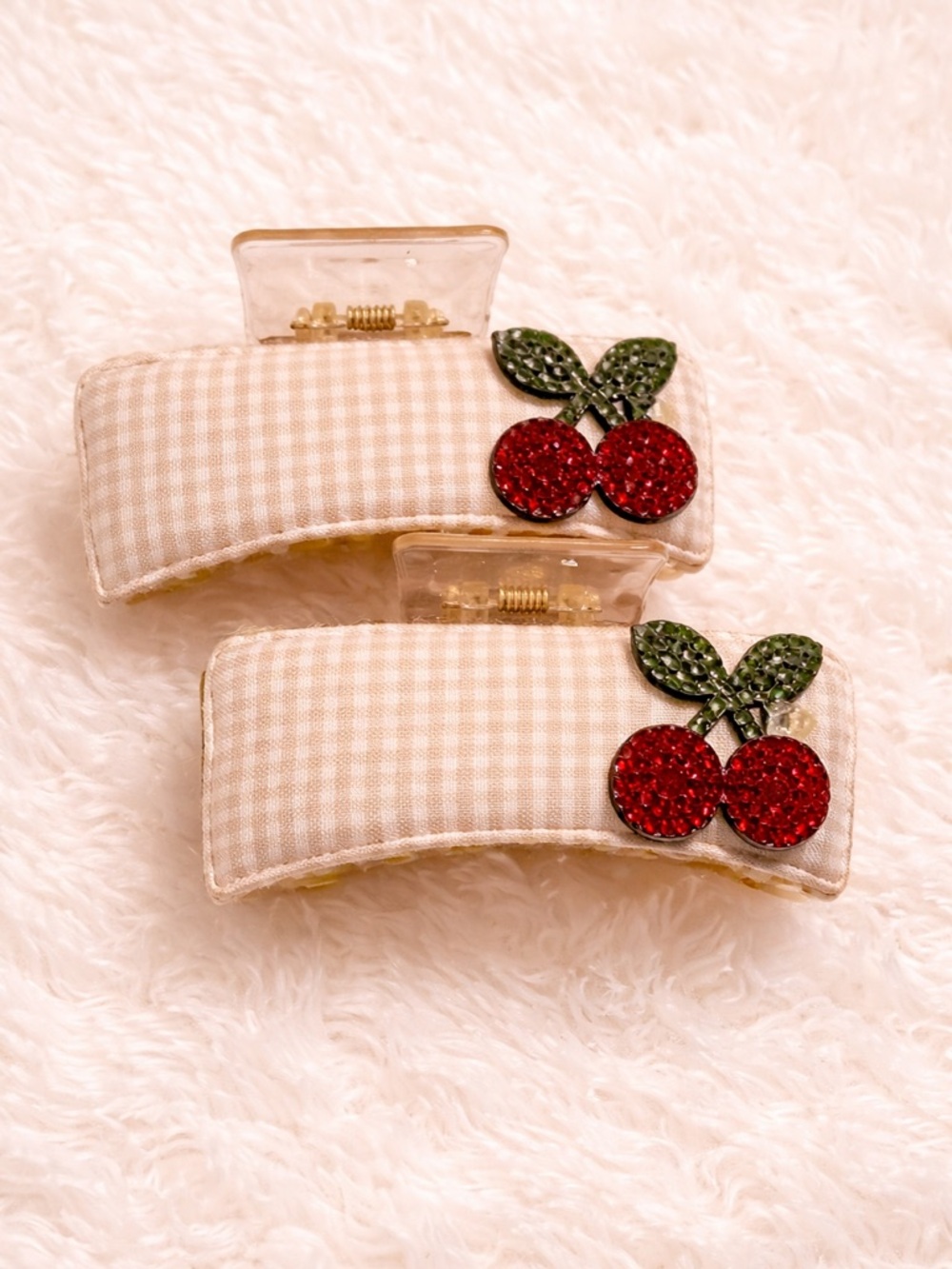 ⭐5for$30Bundle Deal/Mix & Match Items 
Handmade Beige Cherry Hair Clip Set